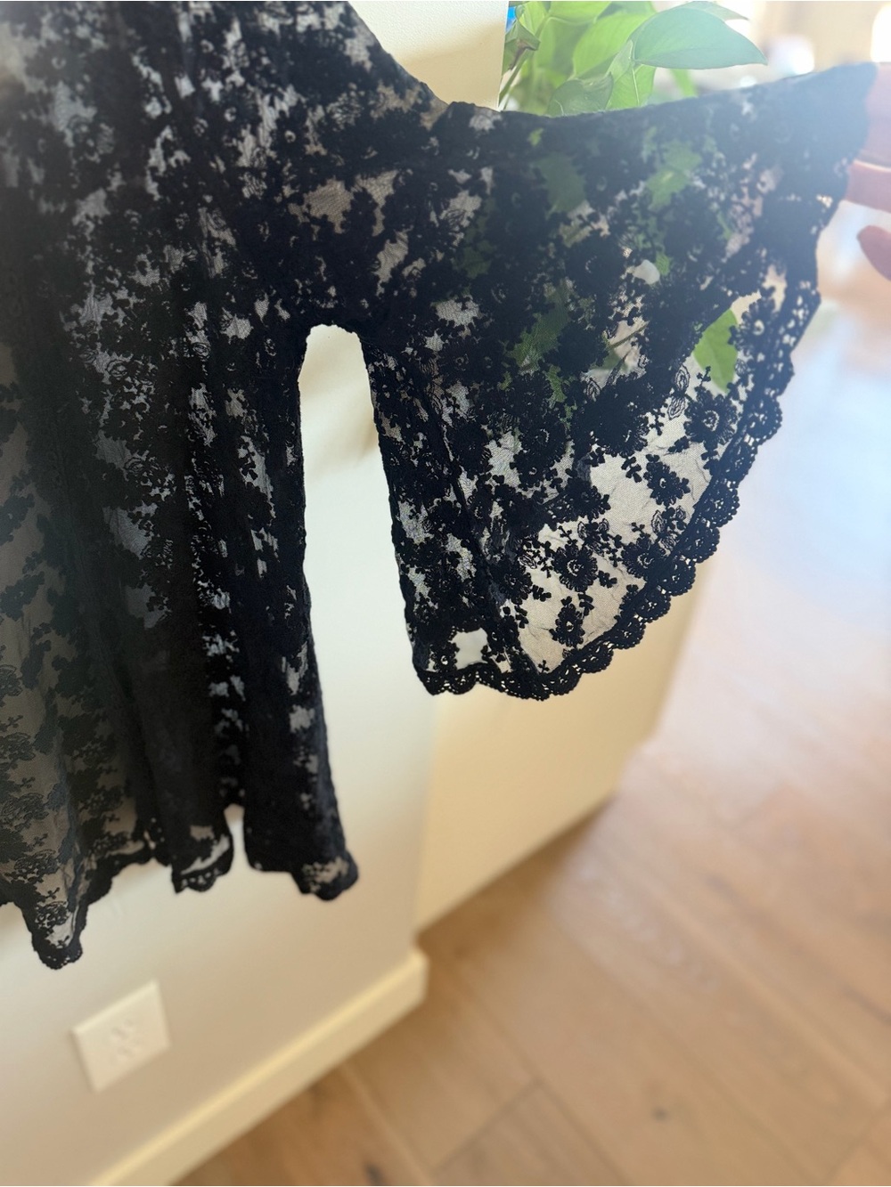 Cotton Rye Black Lace Kimono with Bell Sleeves - Picture 2 of 15